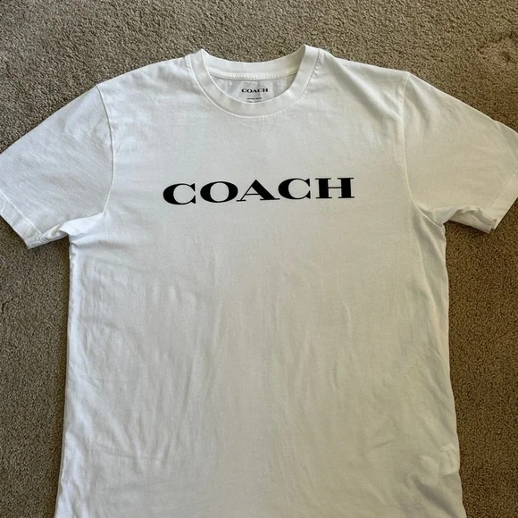 Coach White Tee with Black Logo M - Picture 3 of 5